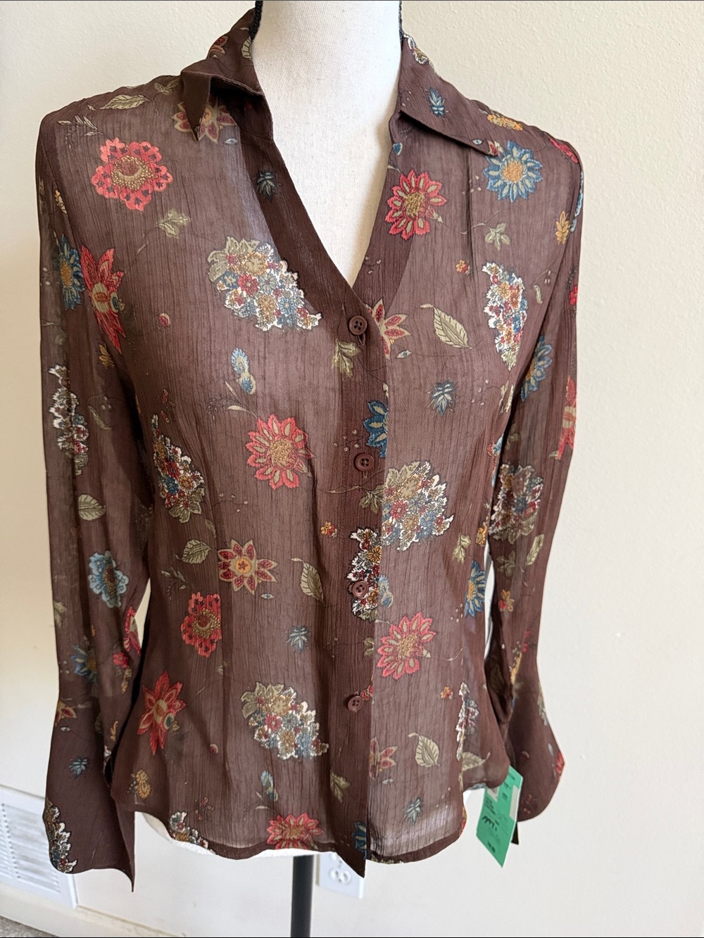 Caslon Brown Floral Button-Down Shirt